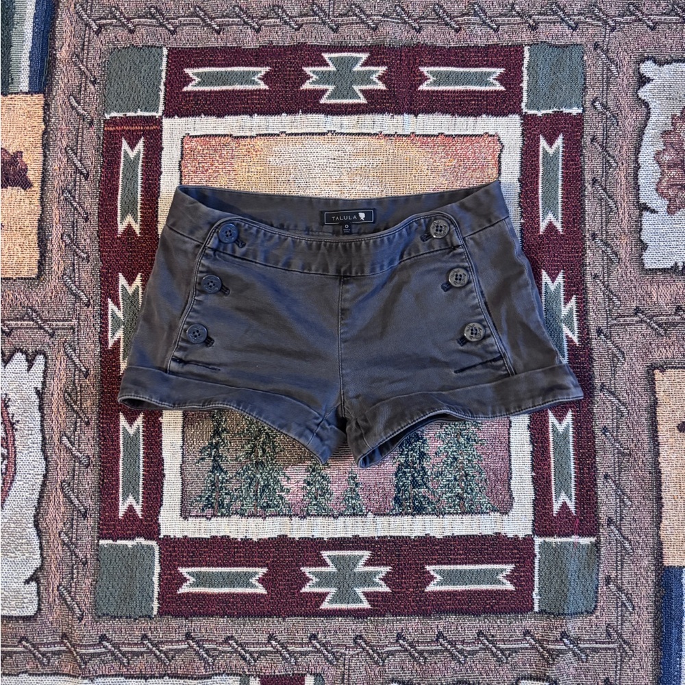 Talula Charcoal Buttoned High Waist Shorts